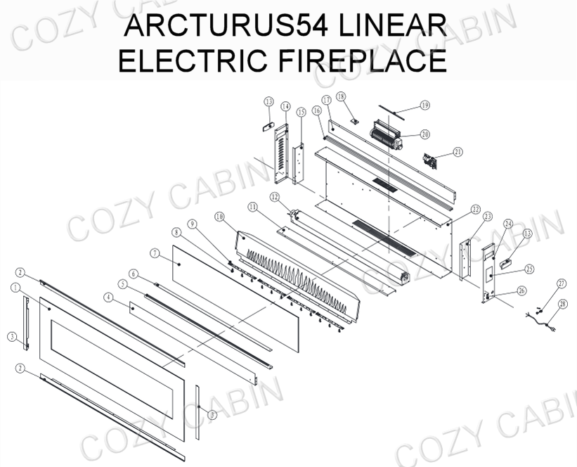 Astria Linear Electric Fireplace (ARCTURUS54) #ARCTURUS54
